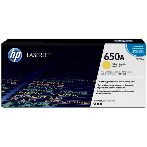 CE272A	HP 650A JAUNE ORIGINAL LASERJET TONER CARTRIDGE - Consommables