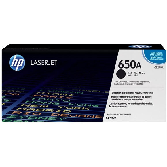 CE270A	HP 650A Black ORIGINAL LASERJET TONER CARTRIDGE - Consommables